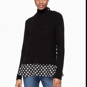 LNC, Kate Spade, Medium Turtleneck Sweater with Silk Polka Dot Hem